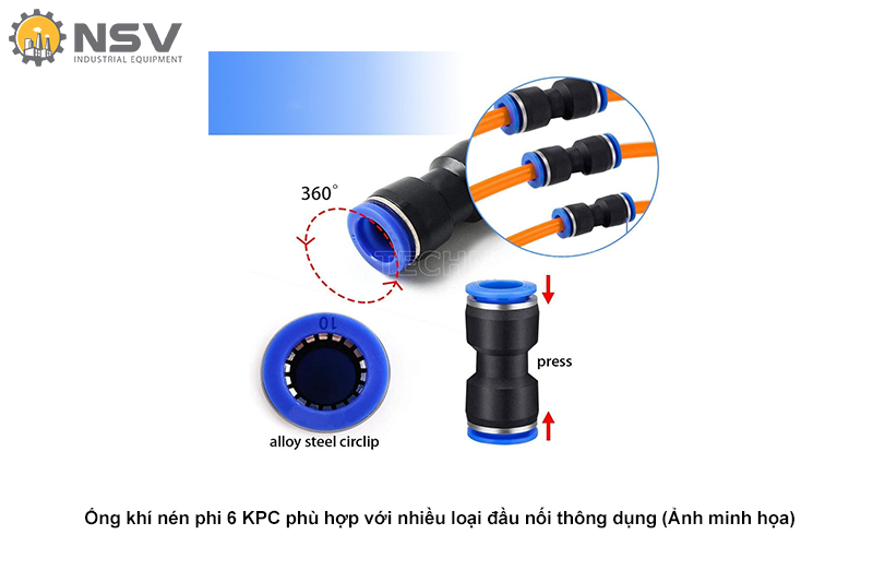 Ống khí nén phi 6 phù hợp với rất nhiều loại đầu nối nhựa trên thị trường